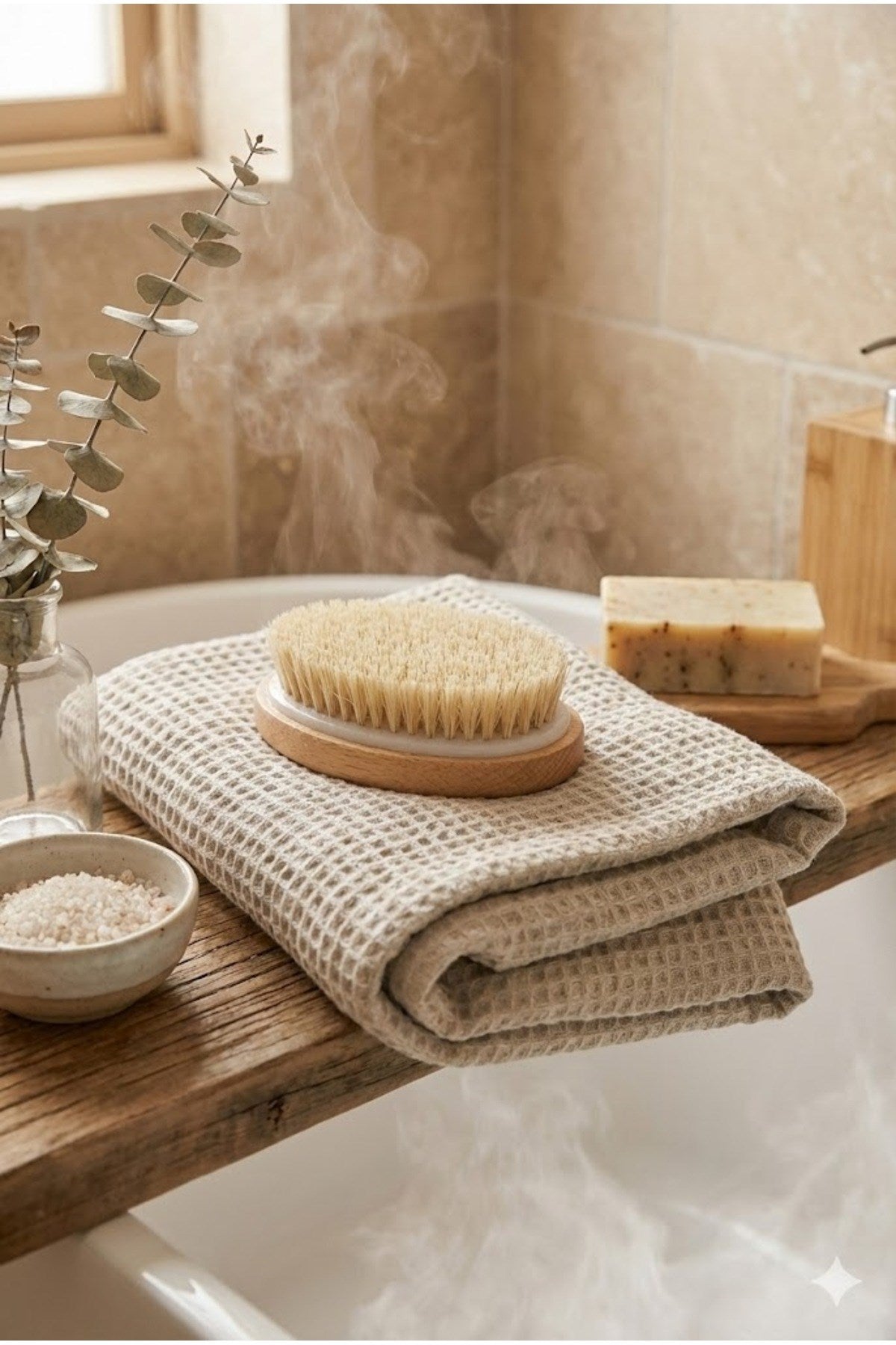 Doğal Vücut Fırçası - Kuru Fırçalama, Masaj ve Peeling Etkili Cilt Bakım Fırçası