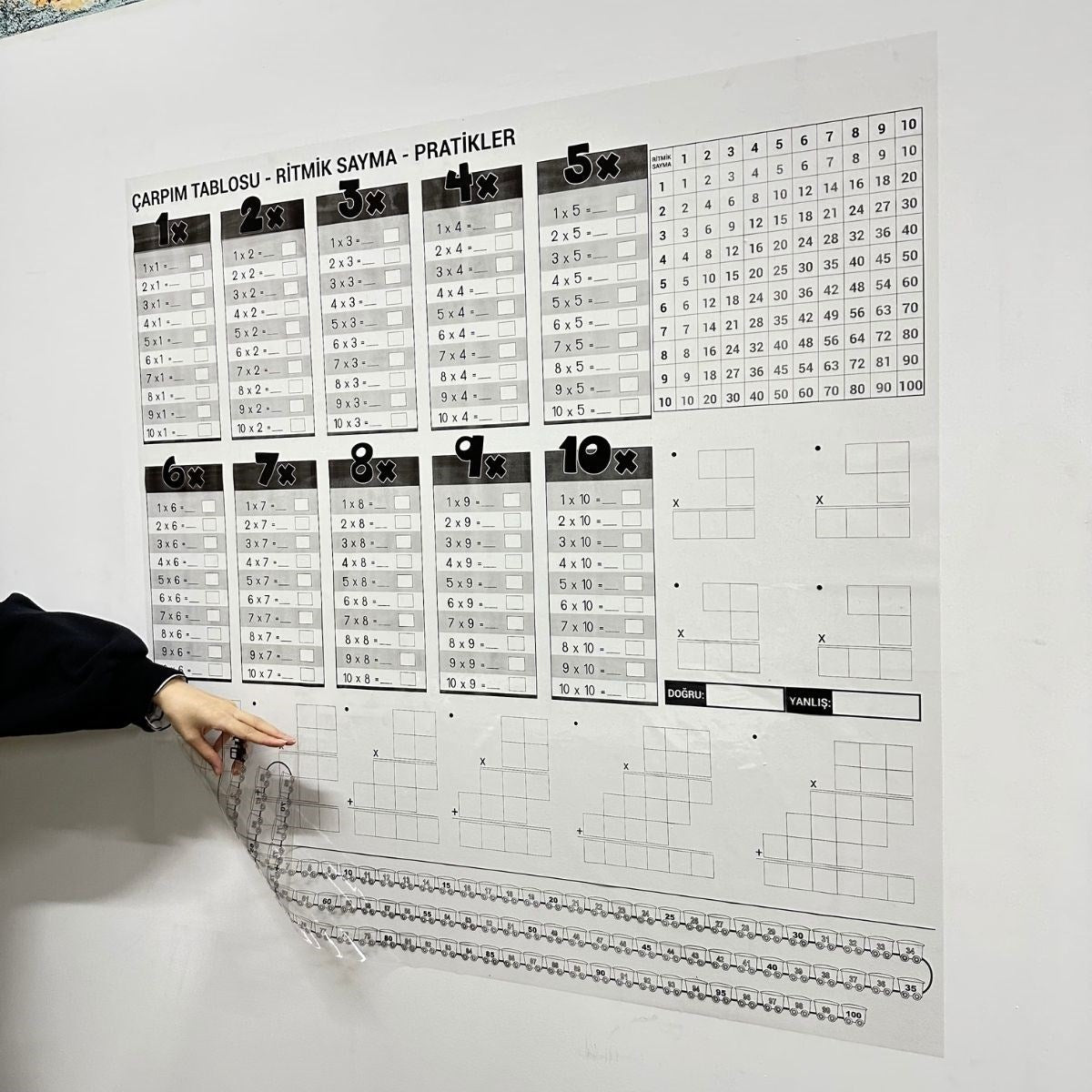 Starixa® Çarpım Tablosu Ezberleme Manyetik Duvar Stickerı 105 x 100 cm