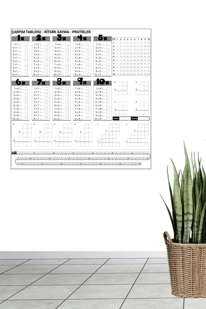 Starixa® Çarpım Tablosu Ezberleme Manyetik Duvar Stickerı 105 x 100 cm