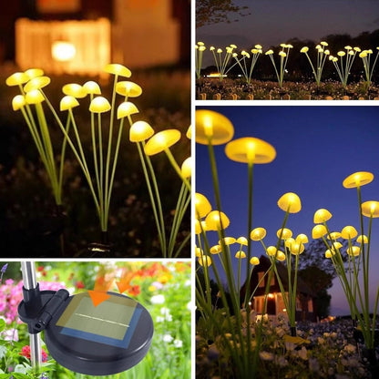 2 مصابيح حديقة شمسية بلاستيكية على شكل فطر - إضاءة LED خارجية تعمل بالطاقة الشمسية، إضاءة حديقة مزخرفة بمستشعر تلقائي (5347)