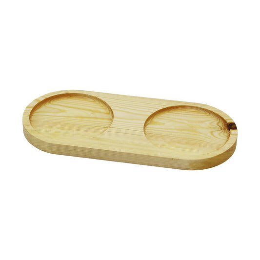 2 BÖLMELİ - OVAL   AÇIK RENK=SADE  AHŞAP YAĞDANLIK ALTLIK  27X12.5CM (5347)
