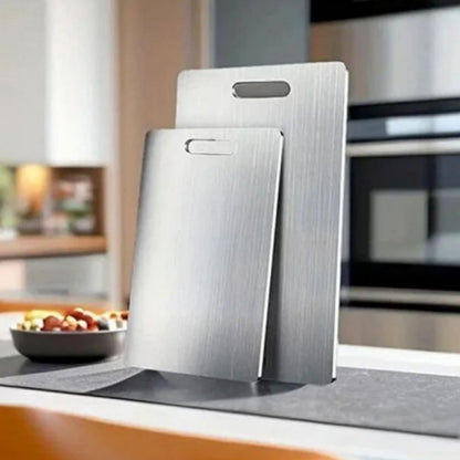 2 Boy Paslanmaz Çelik Leke Tutmaz,Kırılmaz,Antibakteriyel,Elde ve Bulaşık Makinesinde Yıkanabilen Meyve,Sebze,Et,Tavuk Kesim Panosu (5347)