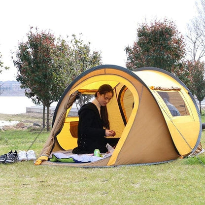 2 Kişilik Vagon Tipi Yarı Otomatik Kamp Çadırı - Çift Kapılı, Çift Pencereli, Hafif Taşınabilir Outdoor Doğa Çadırı 220x120x90 cm (5347)