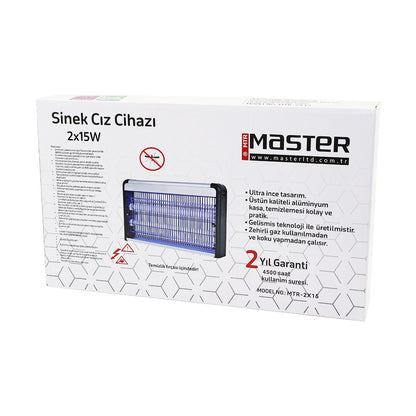 جهاز قاتل الحشرات 2 LED بقدرة 30 وات لاصق 47.5 × 9 × 5 × 29 سم، نطاق تغطية 100 متر مربع MTR-2X15Y (5347)