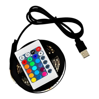 شريط إضاءة LED USB بجهاز تحكم عن بعد بطول 2 متر - إضاءة ديكورية قابلة لتعديل الألوان للأجواء المحيطة (5347)