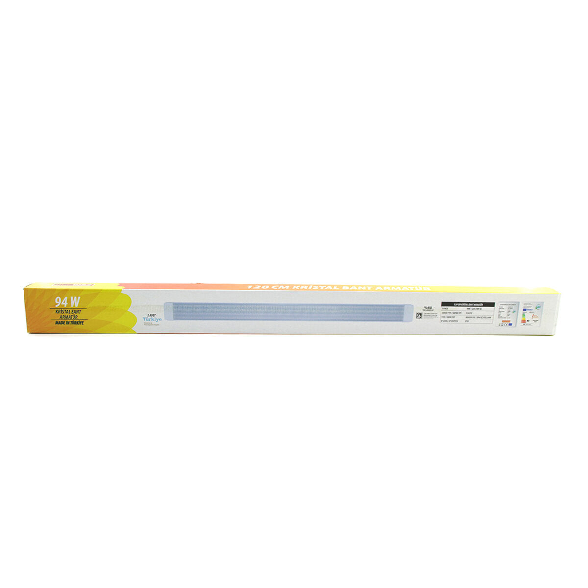 2 PCS 94W 120CM KRİSTAL LED BANT ARMATÜR BEYAZ=6500K ALÜMİNYUM KAPAK IP20 - Y BAĞLANTI EAMP-093/1B (5347)