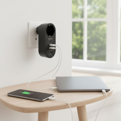 2 USB,1 TYPE-C Girişli 1'li Çocuk Korumalı,Isıya Karşı Dayanıklı 2500Watt Termal Akım Korumalı Priz (5347)