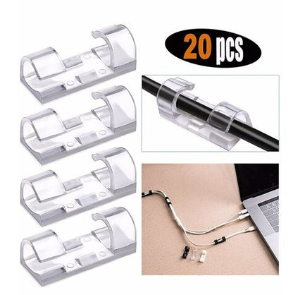20-Piece Adhesive Cable Organizer Clear Clips (5347)