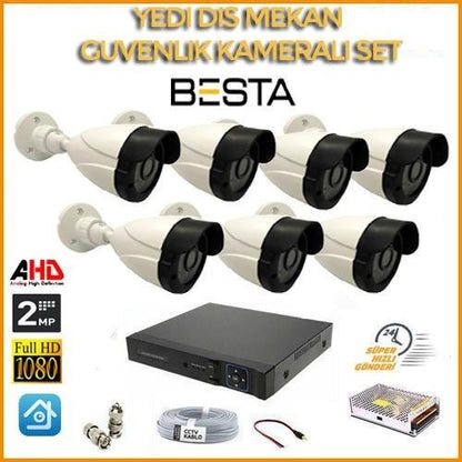 2MP 1080P 7 Dış Mekan Kameralı Ahd Güvenlik Seti