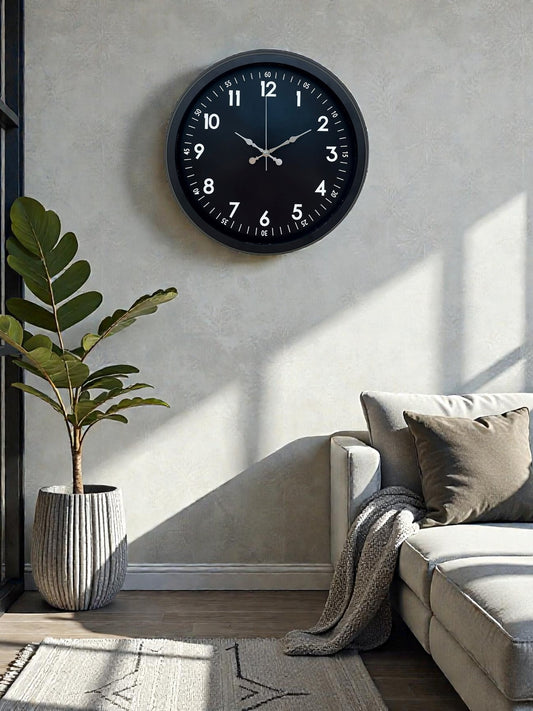 Pure Dark Black 40 Cm Metal Duvar Saati
