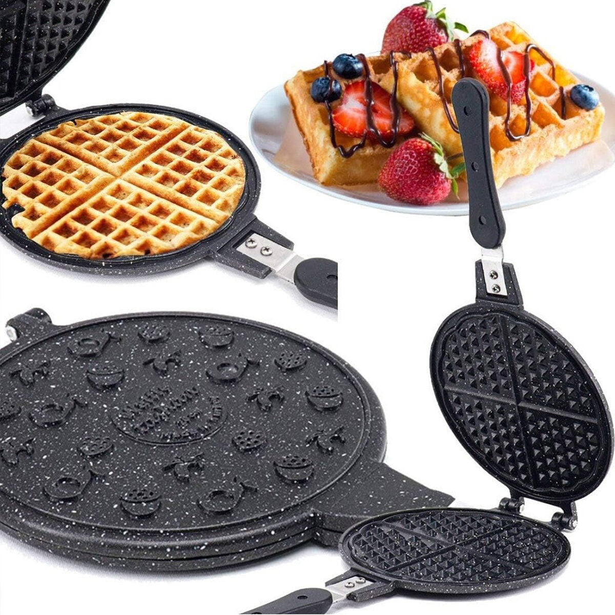 20CM GRANİT DÖKÜM WAFFLE TAVA BAKALİT SAP (5347)