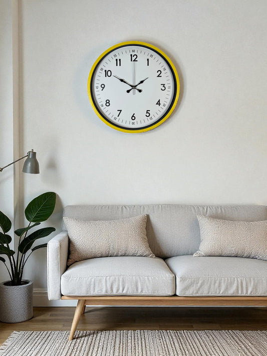 36 Cm Sarı Modern Dekoratif Duvar Saati