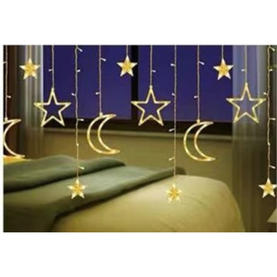 Crescent Star Curtain LED Daylight 12 Fringe