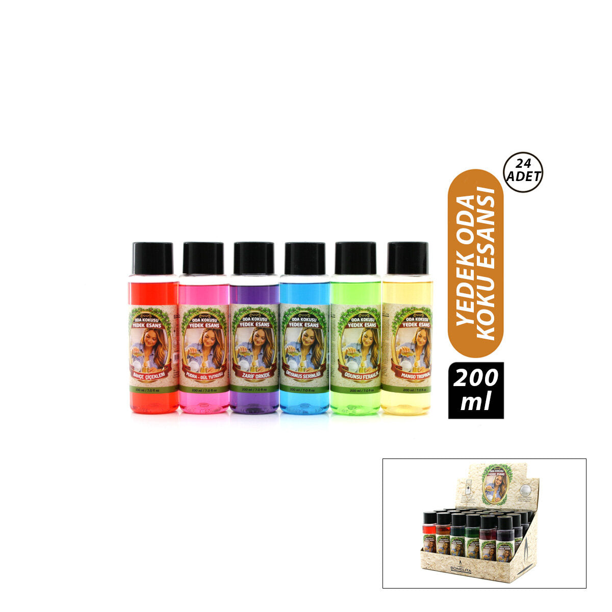 24 ADET 200ML MİX ODA KOKUSU YEDEK ESANS (5347)