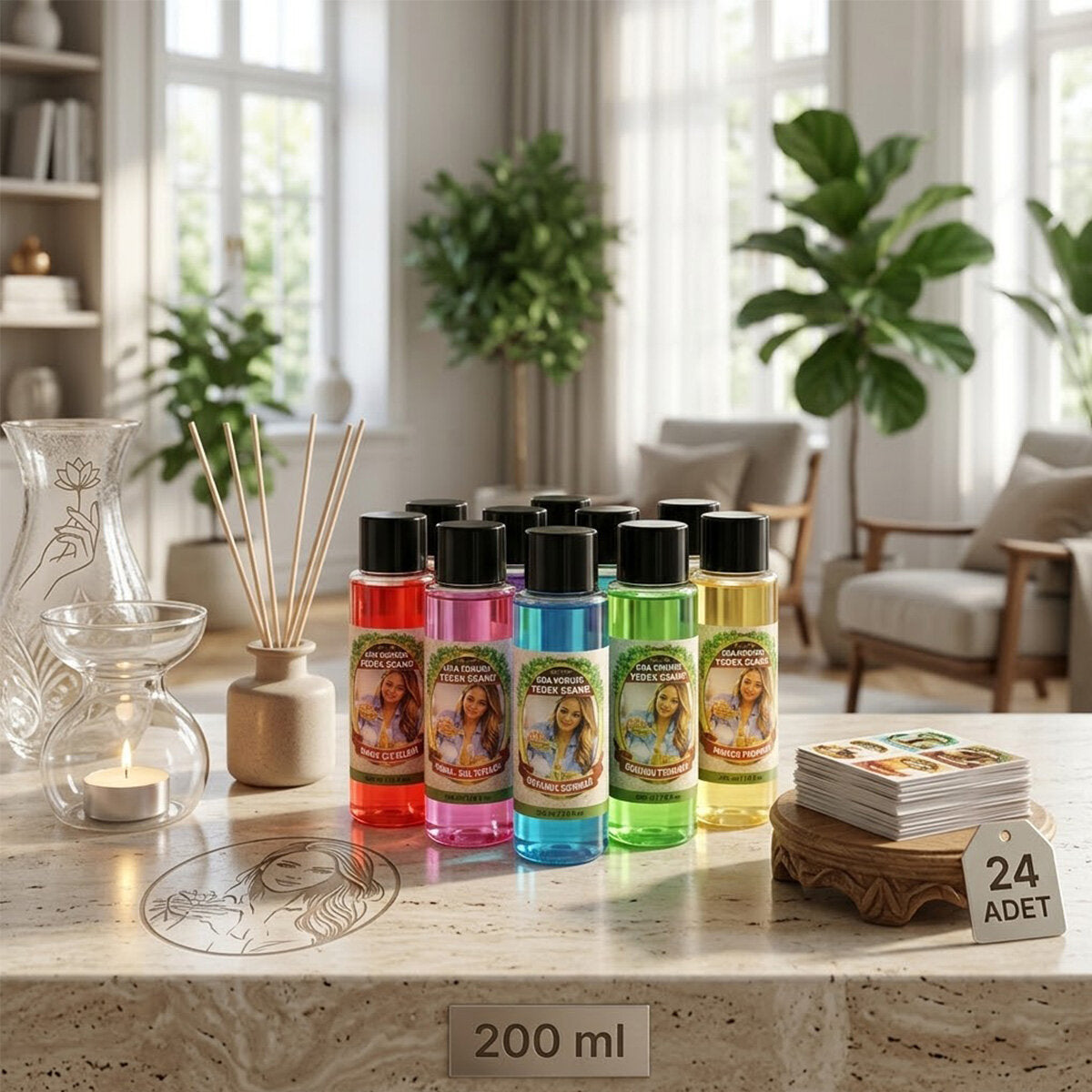 24 ADET 200ML MİX ODA KOKUSU YEDEK ESANS (5347)