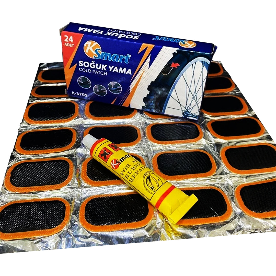 24-PIECE BICYCLE TIRE PATCH COLD PATCH (5347)