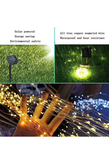 شريط إضاءة خارجي 200 LED يعمل بالطاقة الشمسية