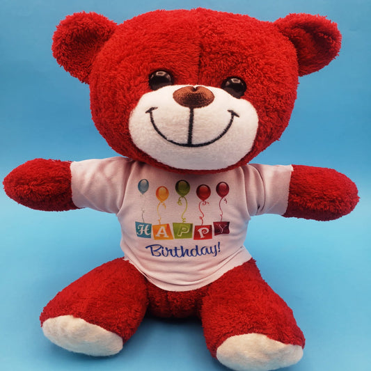 Happy Birthday T-Shirt Plush Red Teddy Bear