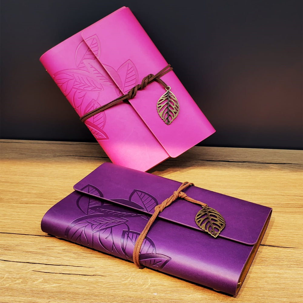 Leather Leaf Pattern Unlined Notebook