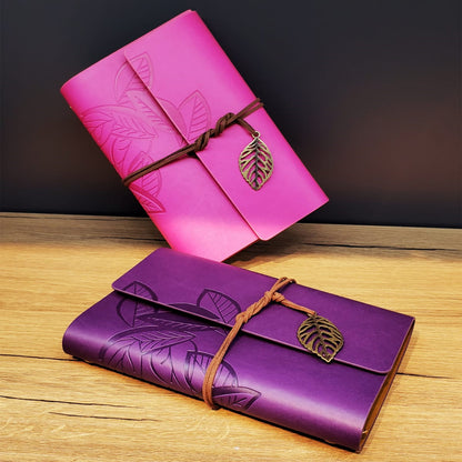 Leather Leaf Pattern Unlined Notebook