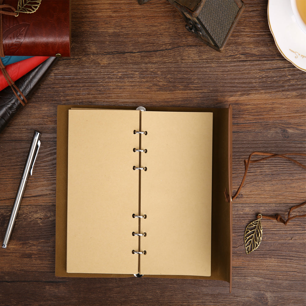 Leather Leaf Pattern Unlined Notebook