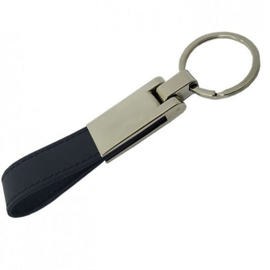 Black Leather Metal Keychain