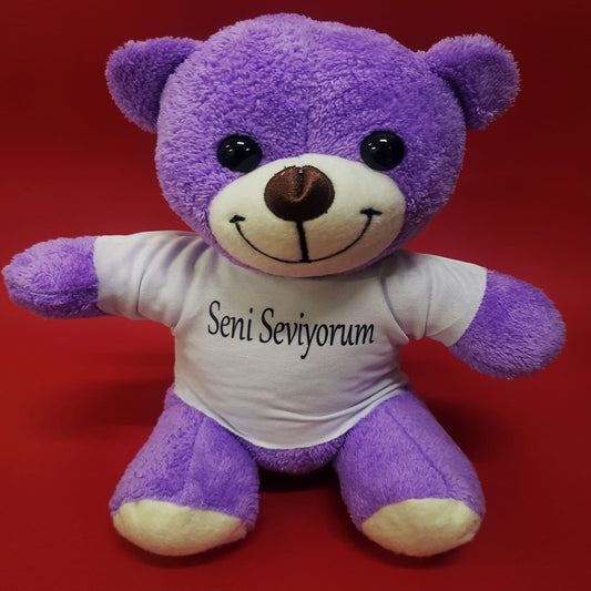 Purple Plush Teddy Bear with "I Love You" T-shirt