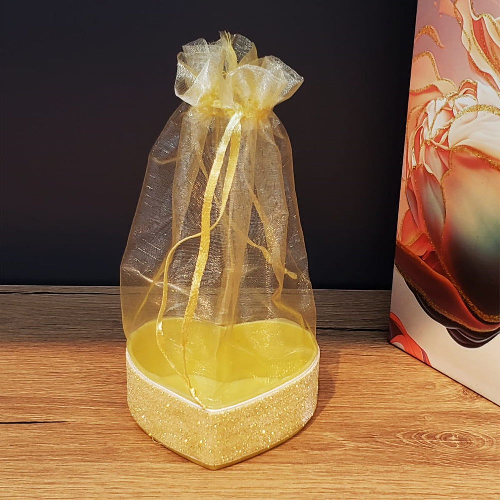 Yellow Heart Tulle Pouch