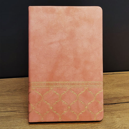 Salmon-Colored Patterned Leather Notebook