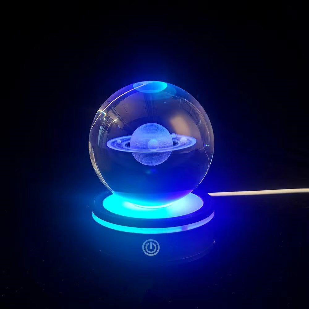 Rotating Glass Sphere with Saturn Design and USB