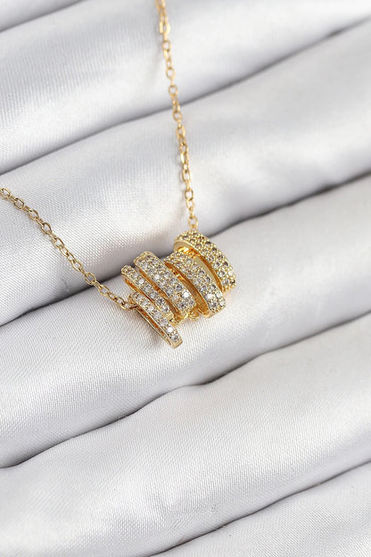 Mey İthalat® 316L Çelik Zirkon Taşlı Sarmal Model Gold Renk Kadın Kolye
