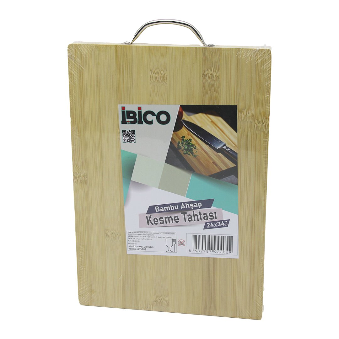 24X34 X 1.7CM LUX AHŞAP BAMBU KESİM PANOSU - KESME TAHTASI METAL KULPLU (5347)