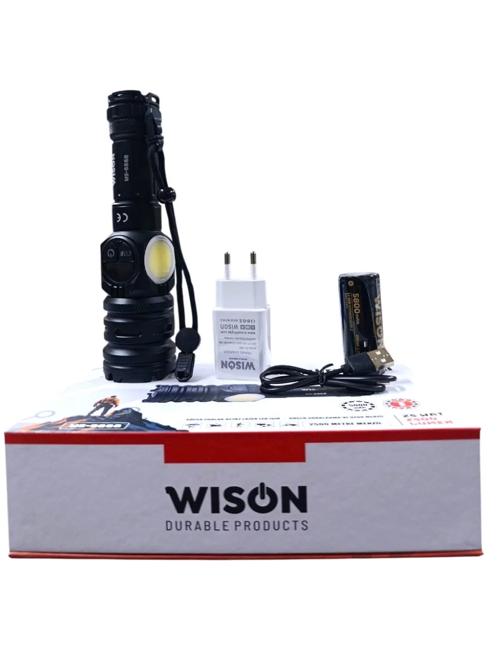 2500 lümen 25 wat 5000 mah Pil Şarj Edilebilir Uzun Menzilli El Feneri WS-6868 (5347)