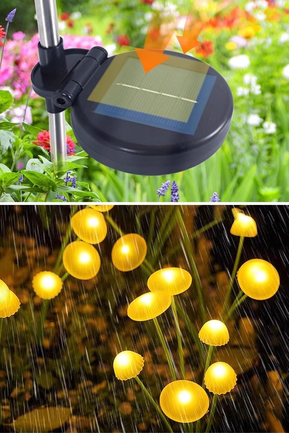 2 Adet Plastik Mantar Solar Bahçe Lambası - Güneş Enerjili LED Dış Mekan Aydınlatma, Otomatik Sensörlü Dekoratif Bahçe Işığı