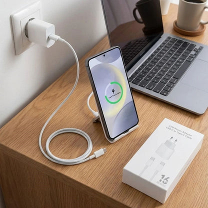 25W Hızlı Şarj Adaptörü USB-C to Type-C Kablolu - PD Destekli, Süper Hızlı Şarj Cihazı (5347)