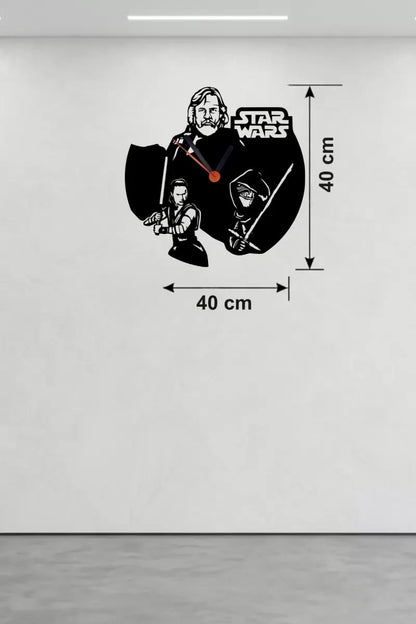 Mey İthalat® Star Wars Temalı Ahşap Duvar Saati - 40x40 cm Lazer Kesim Dekoratif