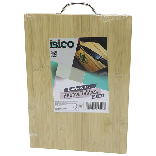 26X36 X 1.7CM LUX AHŞAP BAMBU KESİM PANOSU - KESME TAHTASI METAL KULPLU (5347)