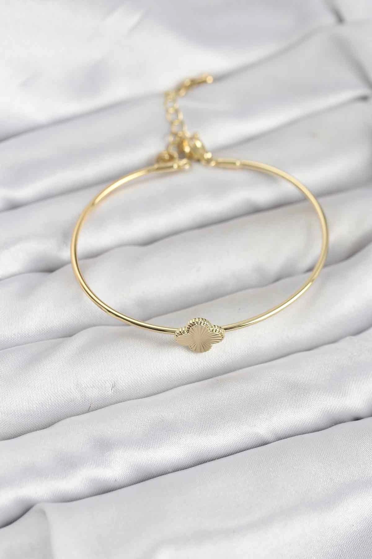 Mey İthalat® Yonca Model Gold Renk Kadın Bileklik