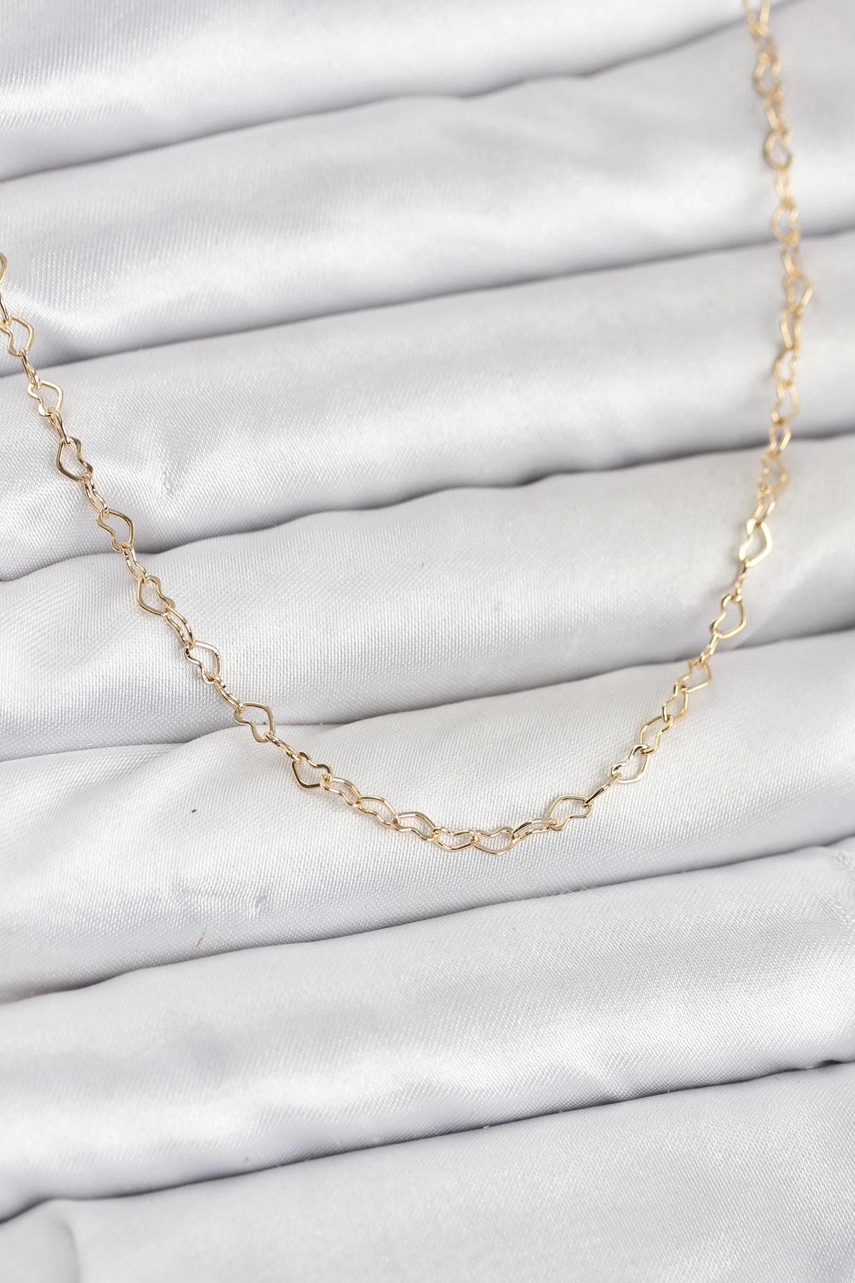 Mey İthalat® CM 14K Gold Renk Kalp Zincirli Kadın Kolye