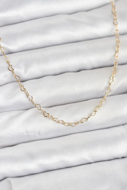Mey İthalat® CM 14K Gold Renk Kalp Zincirli Kadın Kolye
