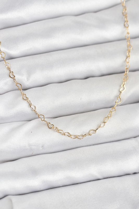 Mey İthalat® CM 14K Gold Renk Kalp Zincirli Kadın Kolye