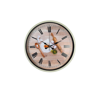 Krem 36 Cm Dekoratif Mutfak Duvar Saati
