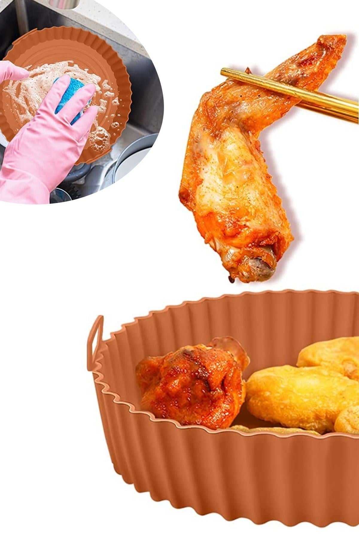 Starixa® Renkli Isıya Dayanıklı Yıkanılabilir Silikon Fırın Ve Airfryer Yuvarlak Model Pişirme Matı 20 Cm