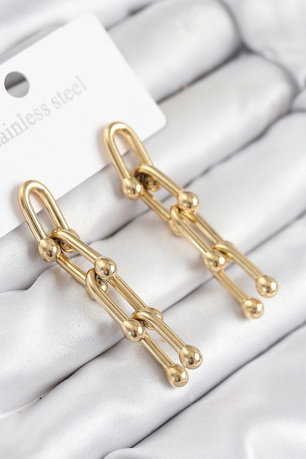 Mey İthalat® 316L Çelik Sallantılı Tifany Model Gold Renk Kadın Küpe