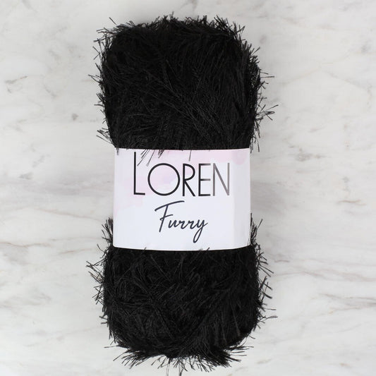 Loren Furry Black Hand Knitting Yarn - RF1001 - 34066