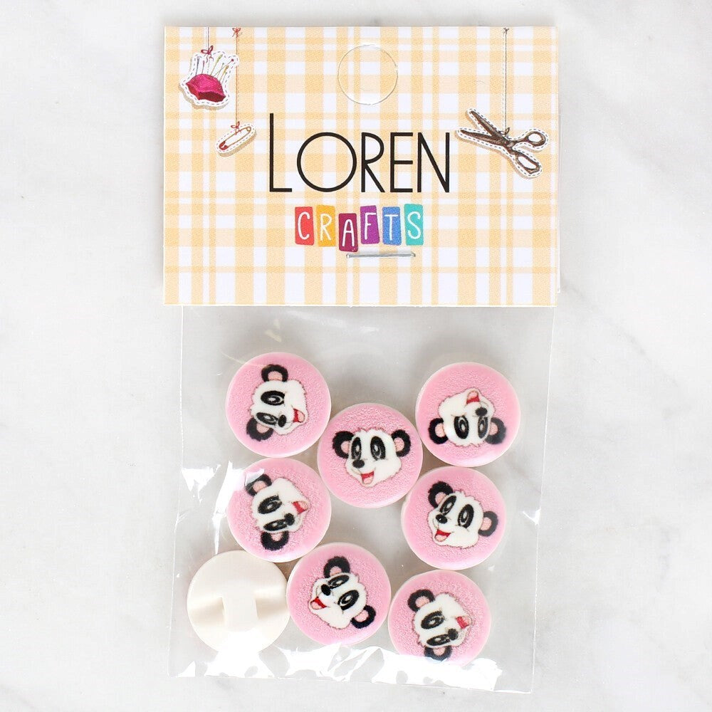 Loren Crafts طقم أزرار باندا 8 قطع - 1030