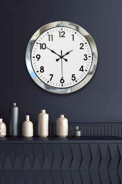 36 cm Krom Metal Standart Duvar Saati