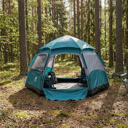 Starixa® 4 Kişilik Otomatik Kamp Çadırı - Altıgen Tasarım, Çift Kapılı, Suya Dayanıklı, Hızlı Kurulumlu Geniş Aile Outdoor Çadırı 240x240x160 cm
