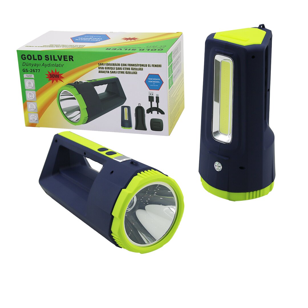 2IN1 30W - 10W COB LED USB - CAR CHARGER FLASHLIGHT PROJECTOR (5347)
