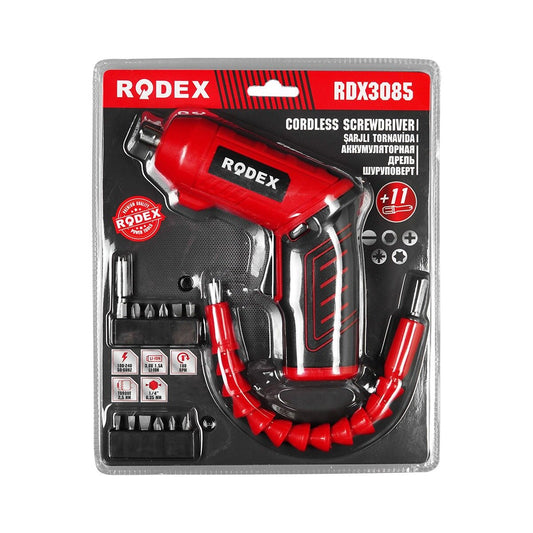 2-IN-1 USE = STRAIGHT - PISTOL SHAPED CORDLESS SCREWDRIVER WITH 11PC BIT SET AND ATTACHMENT FOR HARD-TO-REACH AREAS (5347)